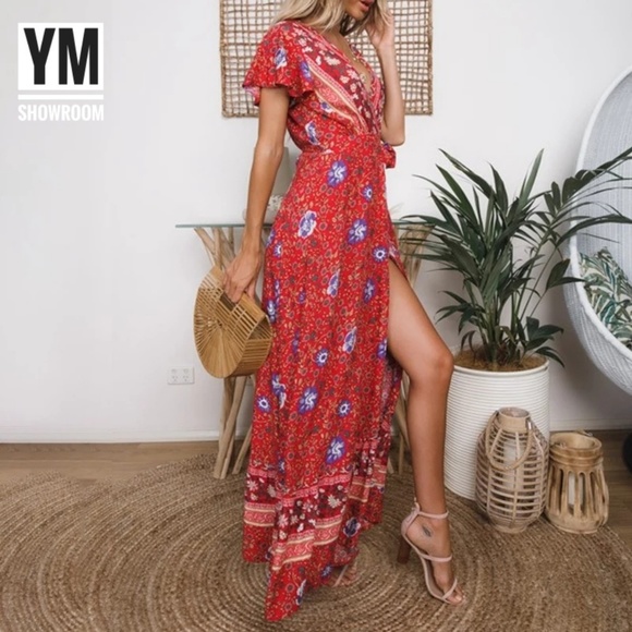 🔥1 Left🔥 Bohemian wrap dress - Picture 3 of 4